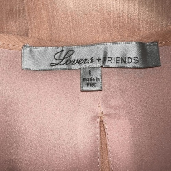 LOVERS + FRIENDS Gorgeous Peach Crepe Mini Dress Spaghetti Straps EUC Size L - Picture 7 of 7